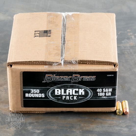 350rds – 40 S&W Blazer Brass Black 180gr. FMJ Ammo