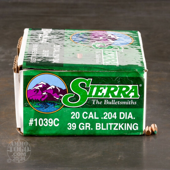 500pcs - 20 Cal .204" Dia Sierra BlitzKing 39gr. PT Bullets