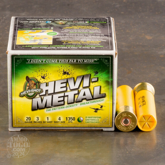 25rds - 20 Ga. Hevi-Shot 3" 1oz #4 Shot Hevi-Metal Ammo