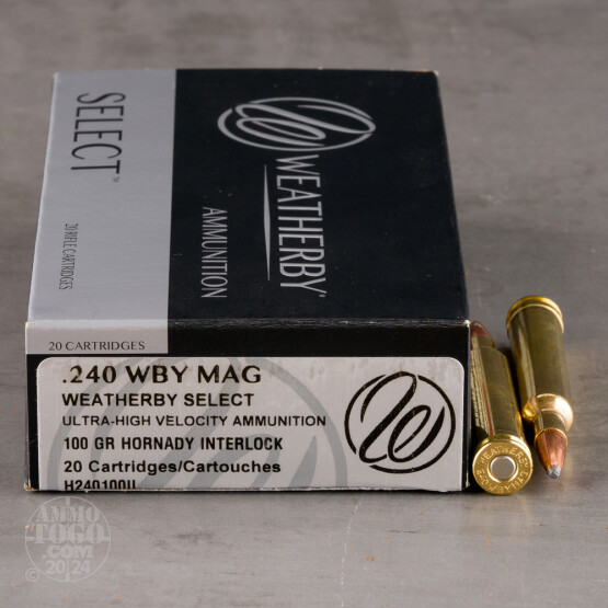 20rds – 240 Weatherby Magnum Weatherby Select 100gr. InterLock SP Ammo