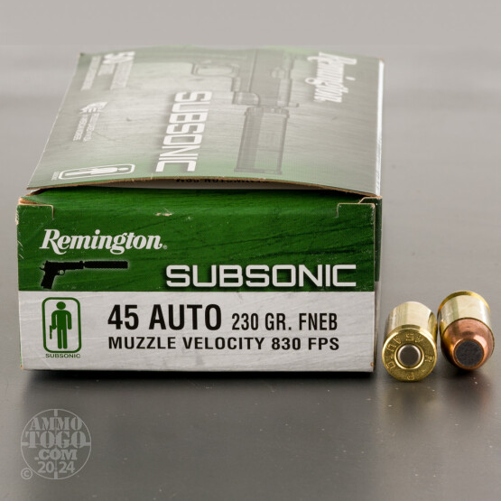 50rds – 45 ACP Remington Subsonic 230gr. FNEB Ammo