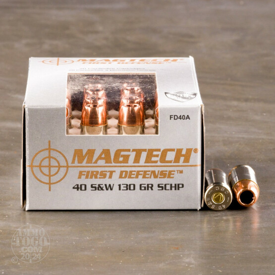 20rds - 40 S&W Magtech 130gr. First Defense Solid Copper HP Ammo