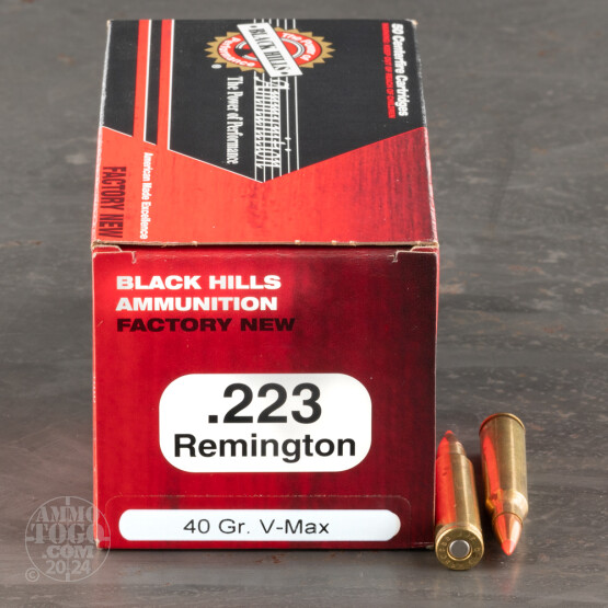 50rds - 223 Black Hills 40gr. V-Max Polymer Tip Ammo