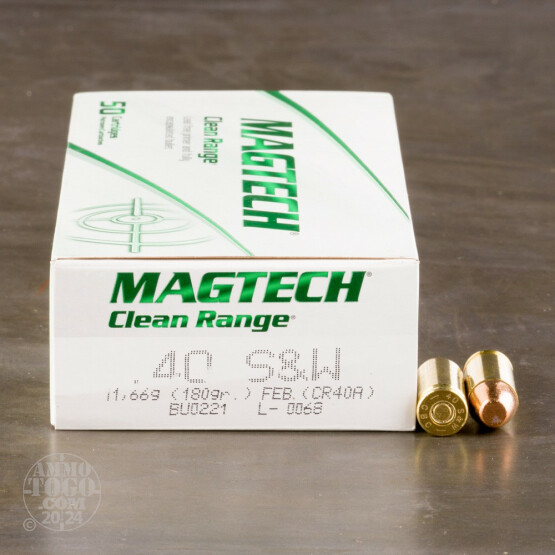 50rds - 40 S&W Magtech Clean Range 180gr. FEB Ammo
