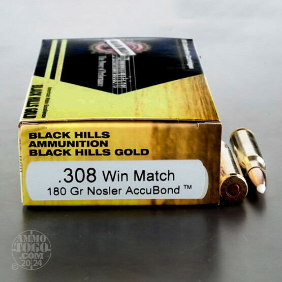 20rds - .308 Black Hills Gold 180gr. Nosler AccuBond Ballistic Tip Ammo