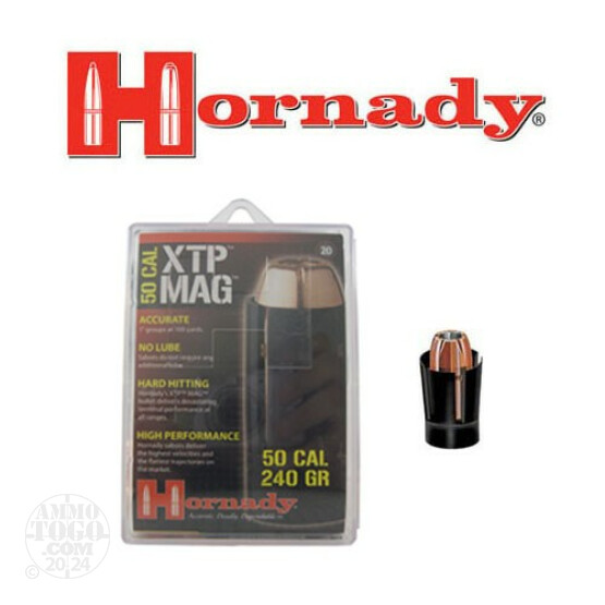 20pcs - 50 Cal Hornady Sabot w/ 45 Cal 240gr. XTP Mag Bullets