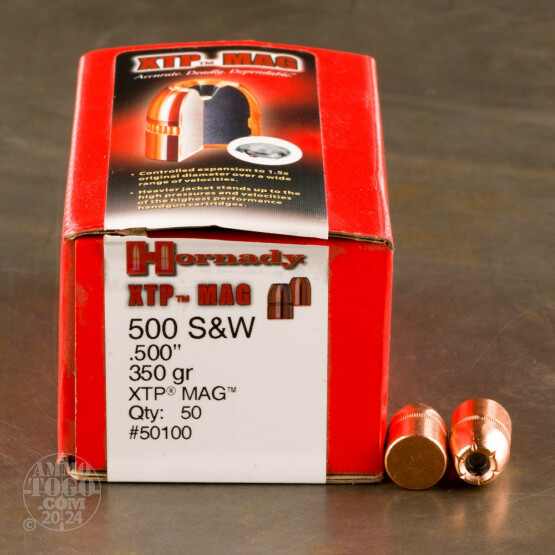 50pcs - 500 S&W .500" Dia Hornady 350gr. XTP Mag HP Bullets