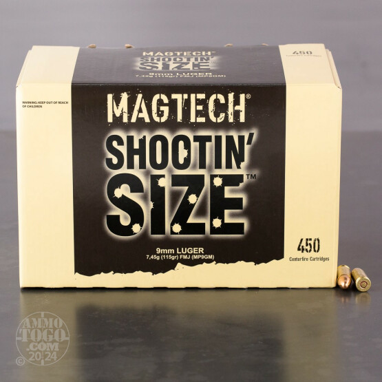 900rds – 9mm Magtech Shootin' Size 115gr. FMJ Ammo