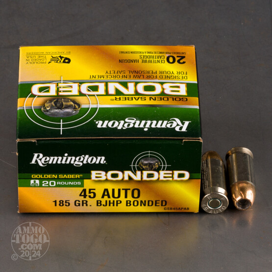 20rds – 45 ACP Remington Golden Saber Bonded 185gr. BJHP Ammo