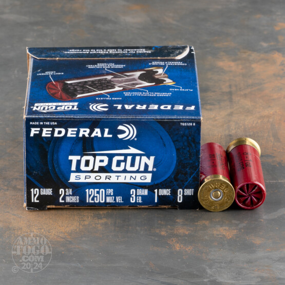250rds – 12 Gauge Federal Top Gun Sporting 2-3/4" 1oz. #8 Shot Ammo