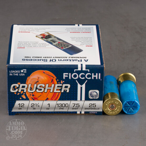 25rds - 12ga Fiocchi CRUSHER 2 3/4" 1oz. #7 1/2 Shot Target Ammo