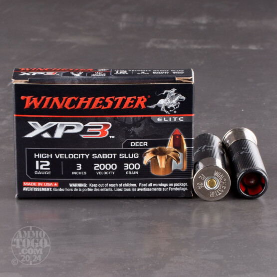 5rds - 12 Gauge Winchester Supreme XP3 3" 300gr. HV Sabot Slug Ammo