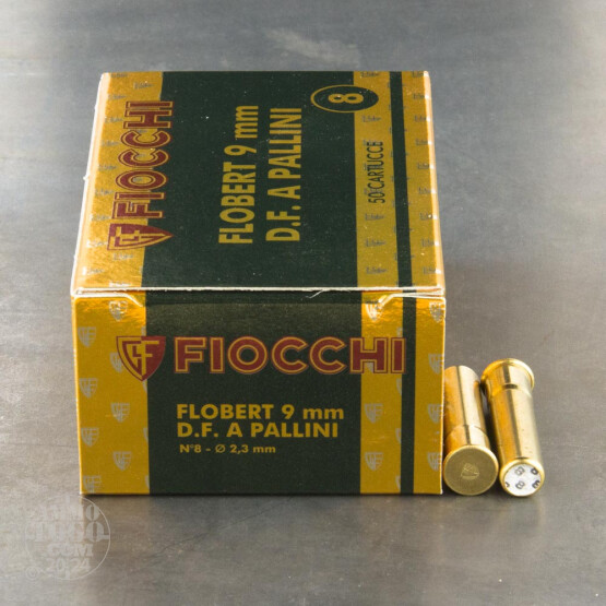 50rds - 9mm Rimfire Flobert Fiocchi 1 3/4" 1/4oz. #8 Shot Ammo