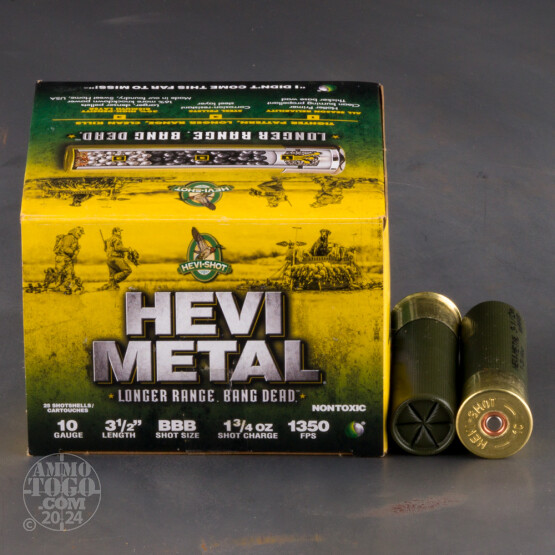 25rds – 10 Gauge Hevi-Shot Hevi-Metal 3-1/2" 1-3/4oz. BBB Steel/Tungsten Shot Ammo
