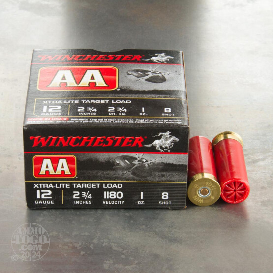 25rds - 12 Gauge Winchester AA Xtra-Lite 2 3/4" 1 Ounce #8 Shot Ammo