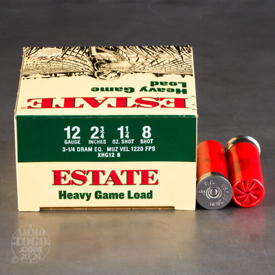 250rds – 12 Gauge Estate Heavy Game Load 2-3/4" 1-1/4oz. #8 Shot Ammo