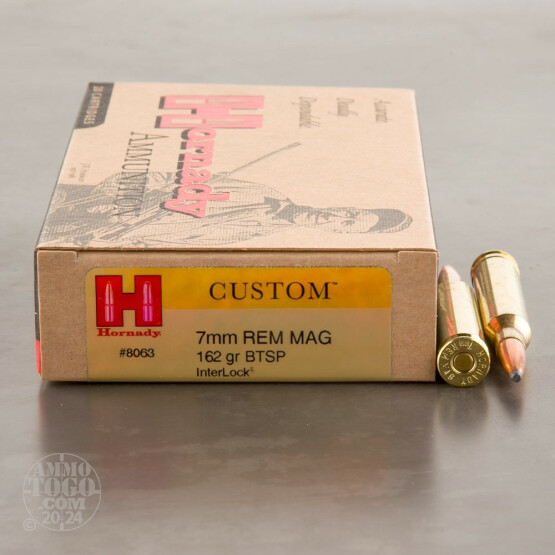 20rds - 7mm Rem Mag Hornady Custom 162gr. Boat-Tail Spire Point Ammo