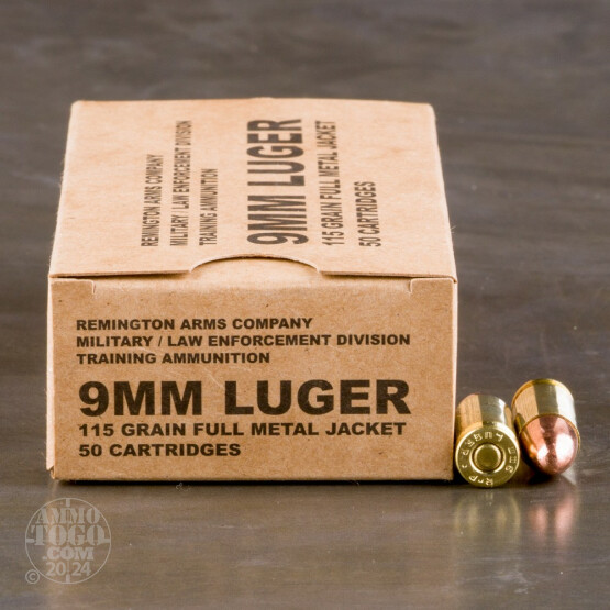 50rds - 9mm Remington LE / MIL Contract Overrun 115gr. FMJ Ammo