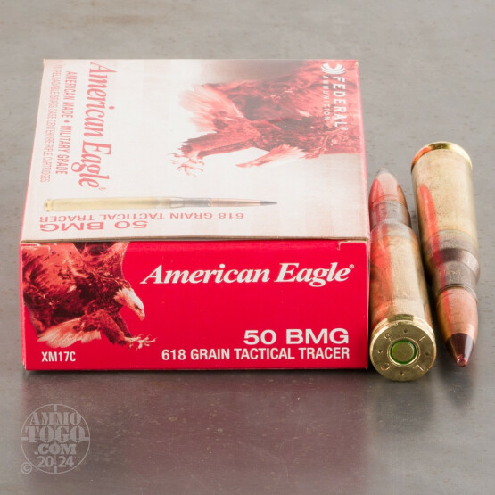 10rds - 50 BMG Federal American Eagle XM17C 618gr. Tactical Red Tracer Ammo