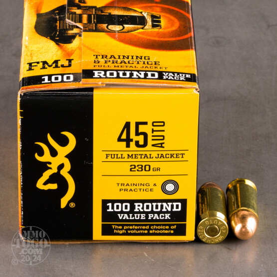 100rds – 45 ACP Browning 230gr. FMJ Ammo