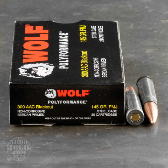 20rds – 300 AAC Blackout Wolf 145gr. FMJ Ammo