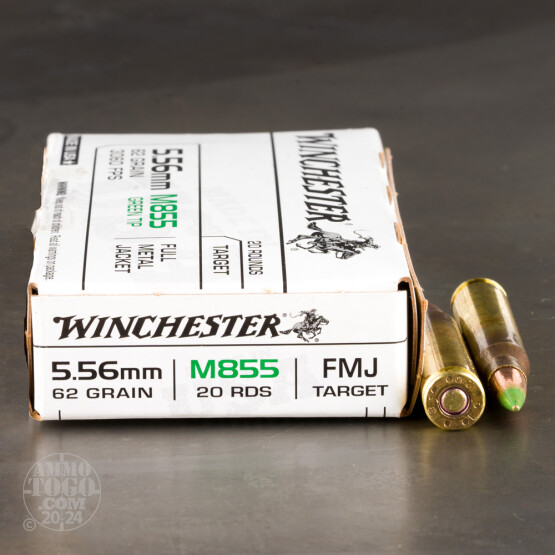 20rds – 5.56x45 Winchester 62gr. FMJ M855 Ammo