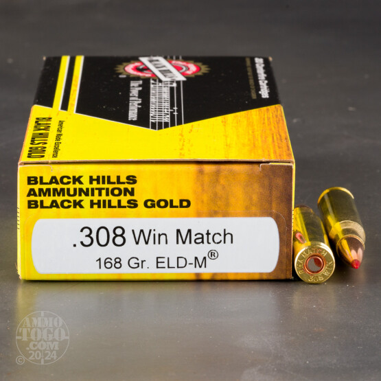 20rds – 308 Black Hills Gold 168gr. ELD Match Ammo