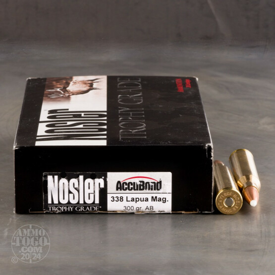 20rds - 338 Lapua Mag NoslerCustom Trophy Grade 300gr. Accubond Polymer Tip Ammo