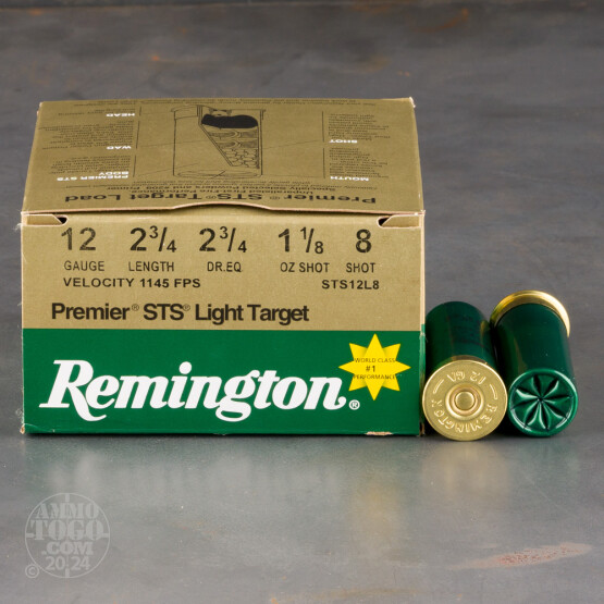 25rds - 12 Gauge Remington Premier STS Light Target 2 3/4" 1 1/8oz. #8 Shot