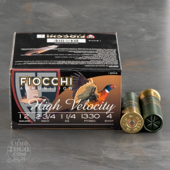 25rds – 12 Gauge Fiocchi 2-3/4" 1-1/4oz. #4 Shot Ammo