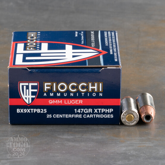25rds - 9mm Fiocchi 147gr. XTP JHP Ammo