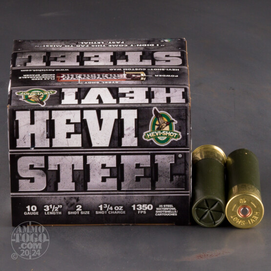 25rds – 10 Gauge Hevi-Shot Hevi-Steel 3-1/2" 1-3/4oz. #2 Steel Shot Ammo