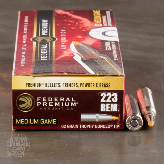 20rds – 223 Rem Federal Vital-Shok 62gr. Trophy Bonded Tip Ammo