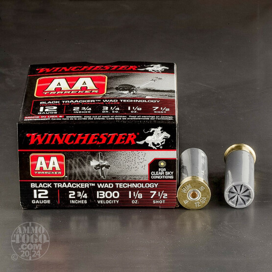 25rds - 12 Gauge Winchester AA TrAAcker Black Traacker Wad 2-3/4" 1-1/8 oz. #7.5 Shot Ammo
