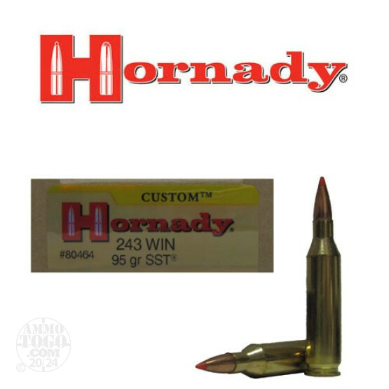 20rds - .243 Win Hornady 95gr. Super Shock Tip (SST) Ammo
