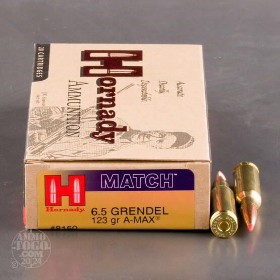 20rds - 6.5 Grendel Hornady 123gr. A-Max Polymer Tip Ammo