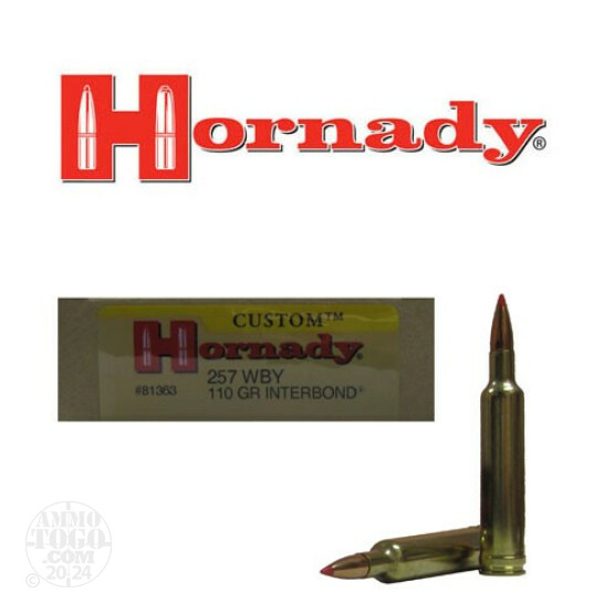 20rds - 257 WBY Mag. Hornady Custom 110gr. InterBond Ammo