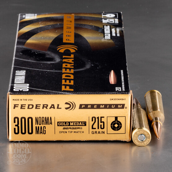20rds – 300 Norma Magnum Federal Gold Medal 215gr. Berger Hybrid Ammo