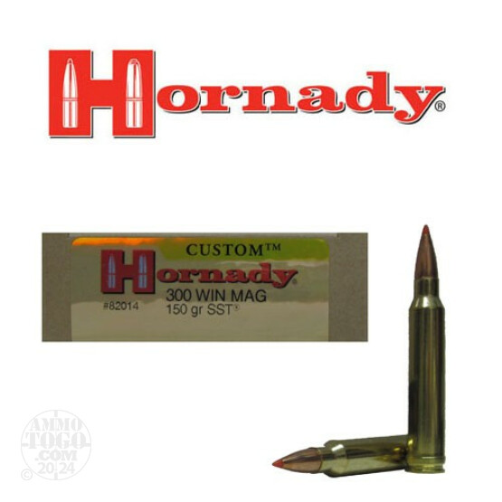 20rds - 300 Win Mag Hornady Custom 150gr. Super Shock Tip Ammo