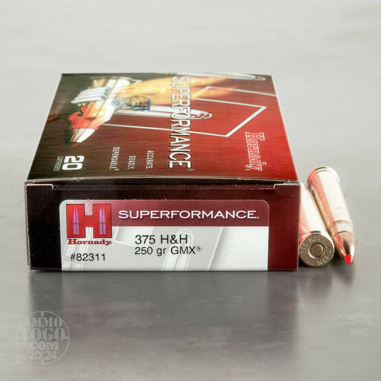 20rds – 375 H&H Magnum Hornady Superformance 250gr. GMX Ammo