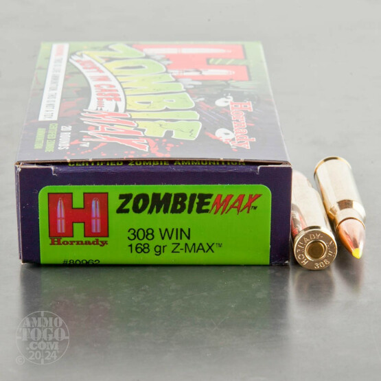 200rds - 308 Win. Hornady Zombie Max 168gr. Z-MAX Ammo