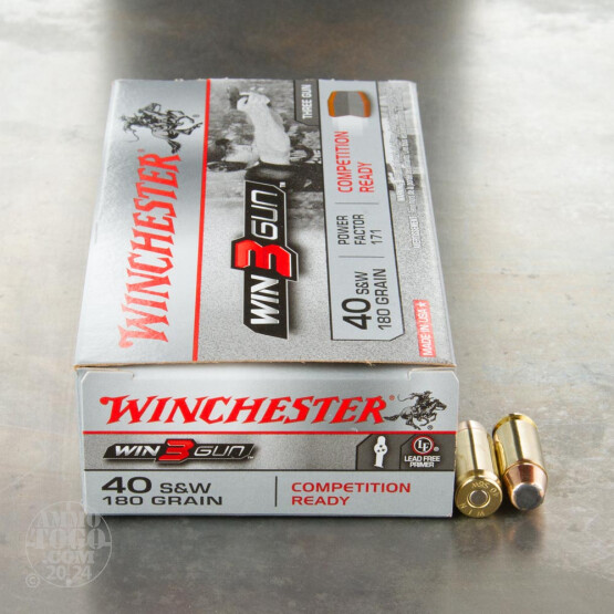 50rds - 40 S&W Winchester Win3Gun 180gr. FNEB Ammo