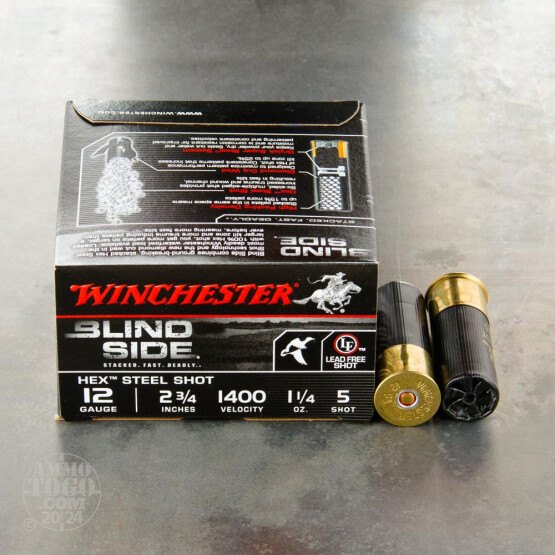 25rds – 12 Gauge Winchester Blind Side 2-3/4" 1-1/4 oz. #5 Steel Shot Ammo