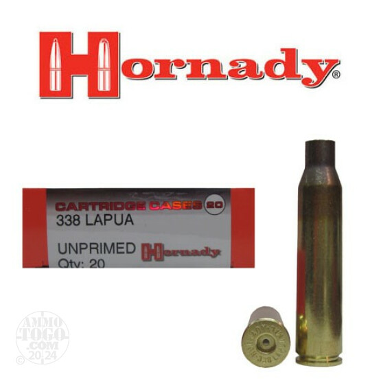 20pcs - .338 Lapua Hornady Unprimed Brass Cartridge Cases