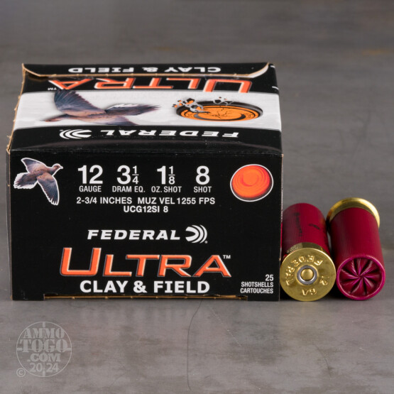 250rds – 12 Gauge Federal Ultra Clay & Field 2-3/4" 1-1/8oz. #8 Shot Ammo