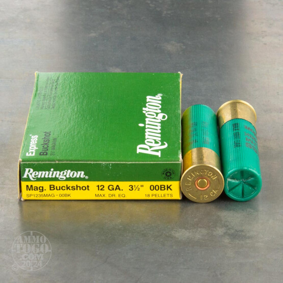 5rds – 12 Gauge Remington 3-1/2" 18 Pellet 00 Magnum Buckshot Ammo