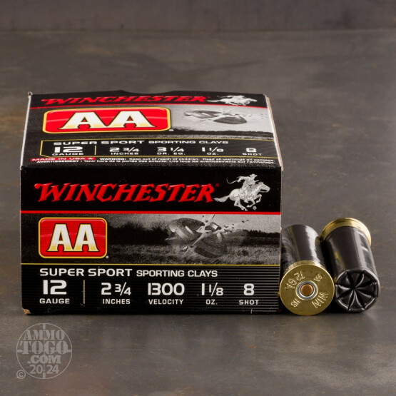 250rds - 12 Gauge Winchester AA Sporting Clays 2-3/4" 1-1/8 Ounce #8 Shot Ammo