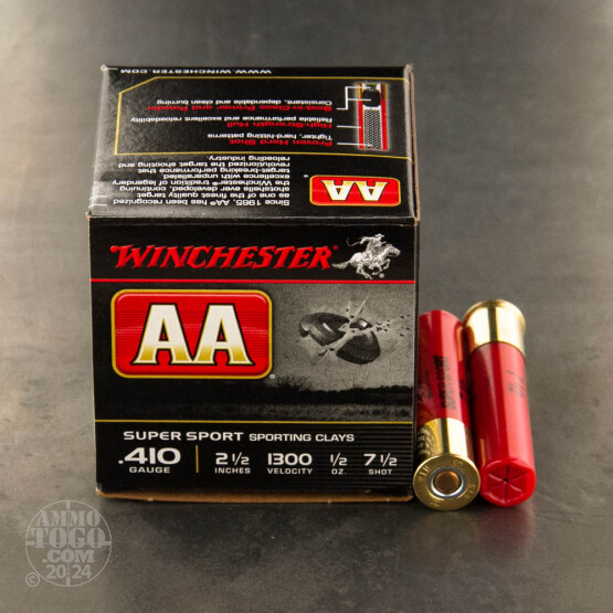 25rds – 410 Bore Winchester AA Super Sport 2-1/2" 1/2 oz. #7 Shot Ammo