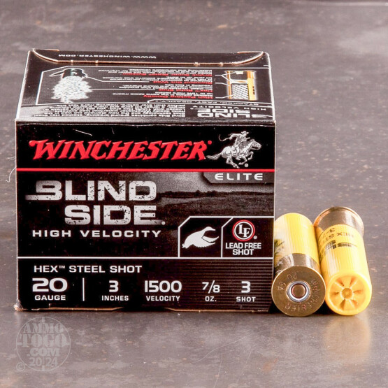 250rds - 20 Gauge Winchester Blind Side HV 3" 7/8oz. #3 Steel Shot Ammo