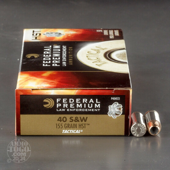 50rds - 40 S&W Federal LE Tactical HST 155gr. HP Ammo